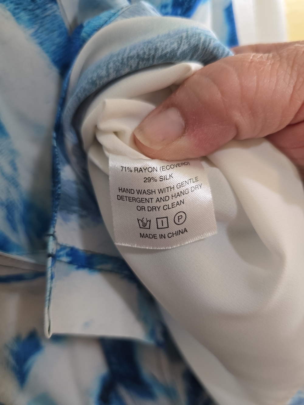 Marie Oliver Tie Waist Button Front Shirt Dress Small Tie Dye Blue White - Picture 9 of 9
